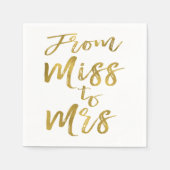 Van Miss tot Mrs Vrijgezellenfeest Gold Foil Scrip Servetten (Voorkant)