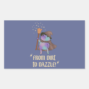 Van modder tot schittering Funny Wizard Kikker Hek Rechthoekige Sticker