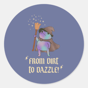 Van modder tot schittering Funny Wizard Kikker Hek Ronde Sticker