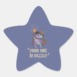 Van modder tot schittering Funny Wizard Kikker Hek Ster Sticker