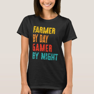 Van nacht op dag gamer boeren t-shirt