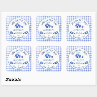 Van NAME Keuken met Liefde Blauwe Bosbes Blauwe Ru Vierkante Sticker
