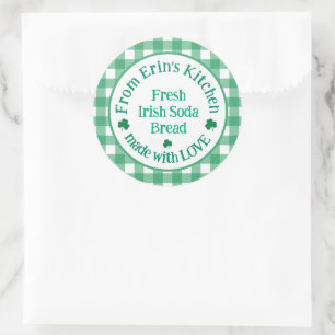 Van NAME Keuken met Liefde Iers Groen Geruit Ronde Sticker