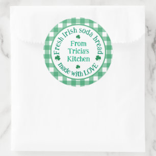 Van NAME Keuken met Liefde Iers Groen Geruit Ronde Sticker