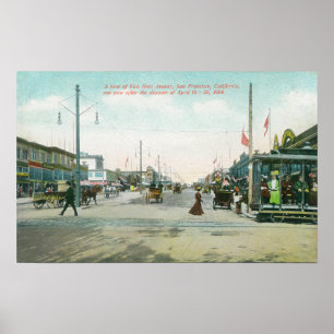 Van Ness Avenue Uitzicht één jaar na de brand Poster
