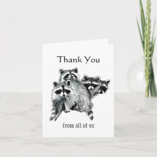 Van ons allemaal Fun Raccoon Familie om Hartelijk  Bedankkaart