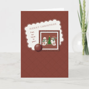 Van Ons Huis - de Familie van Sneeuwmannen Feestdagen Kaart