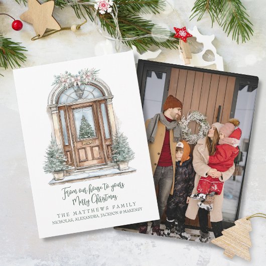 Van ons huis naar uw aangepaste kerstfoto feestdagenkaart