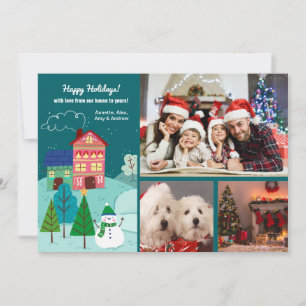 Van ons huis tot aan uw 3-fotovakantiekaart feestdagenkaart
