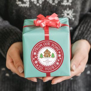 Van ons thuis tot aan uw   Kerstmis Ronde Sticker