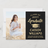 Van Ouders Een Foto Zwart-Goud Afstuderen Aankondiging (Voorkant)