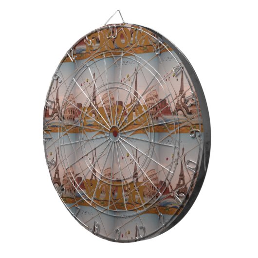 Van Parijs met Love Blue sky kleuren Dartbord (Voorkant Rechts)