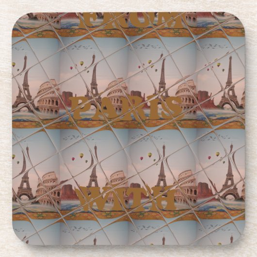 Van Parijs met Love Blue sky kleuren Drankjes Onderzetter (Voorkant)