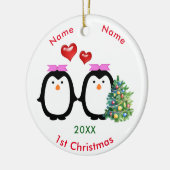 Van Pinguïn 2 Vrouw 1 Kerstmis Keramisch Ornament (Links)