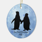 Van Pinguïn met kerstmis Keramisch Ornament (Links)