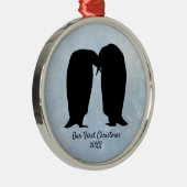 Van Pinguïn met kerstmis Metalen Ornament (Rechts)
