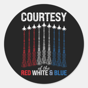van rood wit blauw VS vlag gevechtsvliegtuigen 4th Ronde Sticker