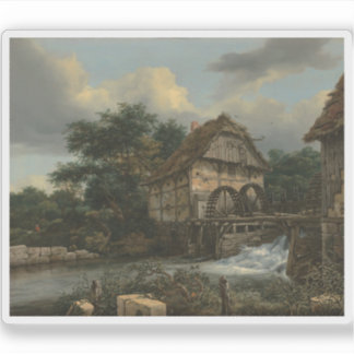 Van Ruisdael - Twee watermolens en een open sluis Sticker