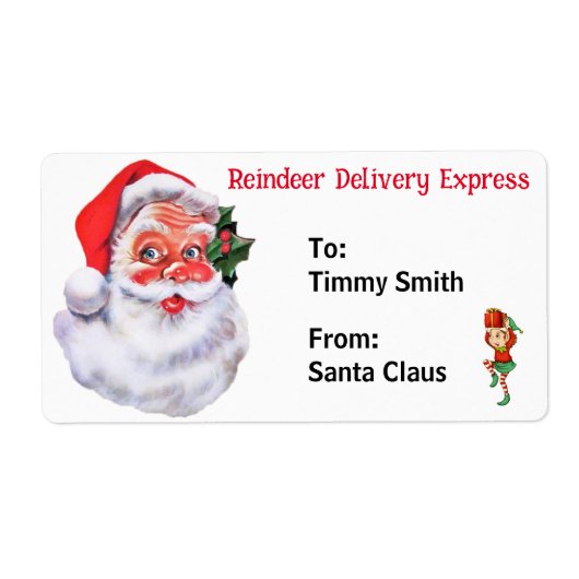 Van Santa Claus Personaliseer de naam van het kind Etiket (Voorkant)