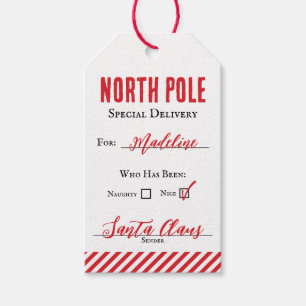Van Santa Gift Label voor kinderen bewerkbaar Cadeaulabel