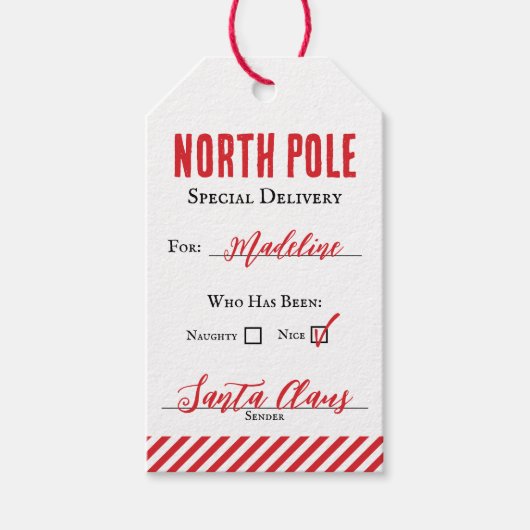 Van Santa Gift Label voor kinderen bewerkbaar Cadeaulabel (Voorkant)