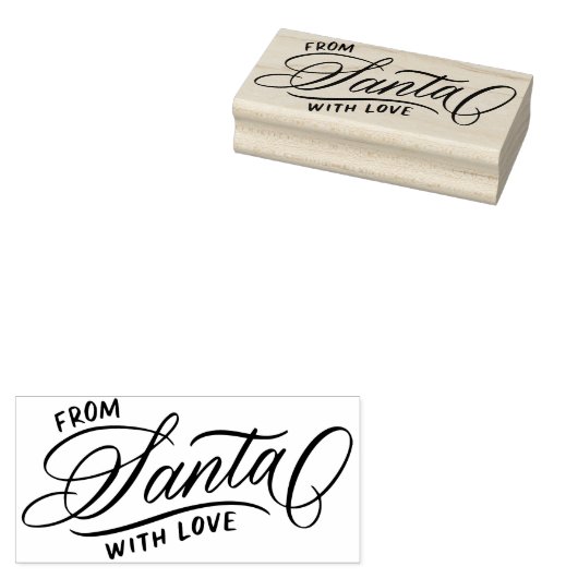 Van Santa met Love Calligraphy Script Holiday Rubberstempel (Gestempeld)