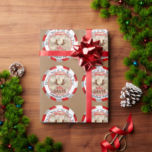 Van Santa Officiële Stempel Rudolph op Lichtbruin Cadeaupapier