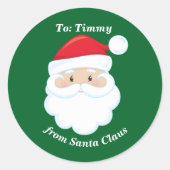 Van Santa Schattige Aangepaste Groene Kinder Kerst Ronde Sticker (Voorkant)