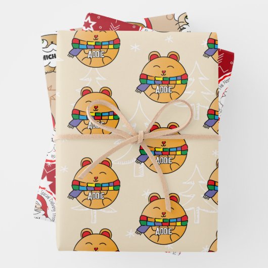 Van Santa Schattige Cat Funny Hamster Wrapping Pap Inpakpapier Vel (In situ)