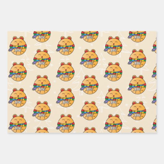 Van Santa Schattige Cat Funny Hamster Wrapping Pap Inpakpapier Vel (Voorkant)