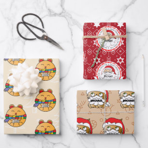 Van Santa Schattige Cat Funny Hamster Wrapping Pap Inpakpapier Vel