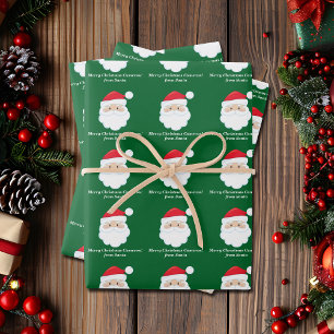 Van Santa Schattige Custom Green Kinder Kerst Inpakpapier Vel