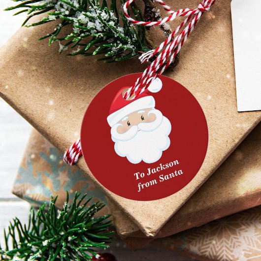 Van Santa Schattige Gepersonaliseerde Kinder Rode  Bedankjes Labels