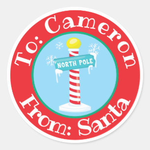 Van Santa Sticker Custom Name North Pole Sign