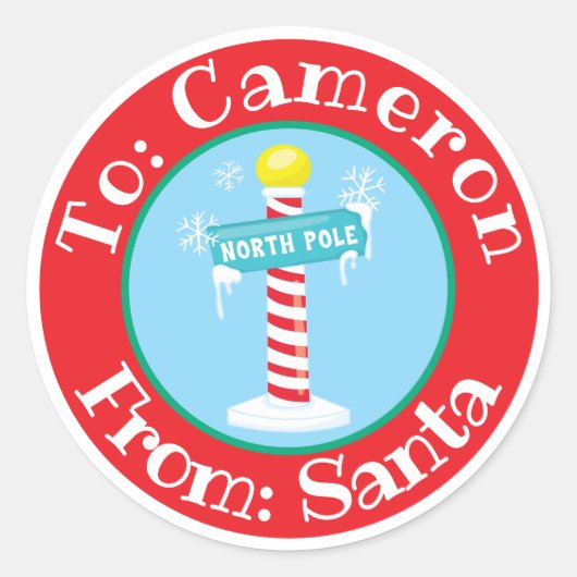 Van Santa Sticker Custom Name North Pole Sign (Voorkant)