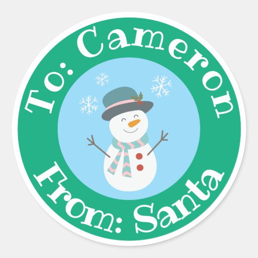 Van Santa Sticker met aangepaste naam Schattige Sn (Voorkant)