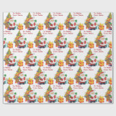 Van Santa Voeg de naam van het kind toe Kerstboom  Cadeaupapier (Vlak)