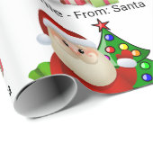 Van Santa Voeg kindernaam toe Custom Christmas Cadeaupapier (Rol Hoek)