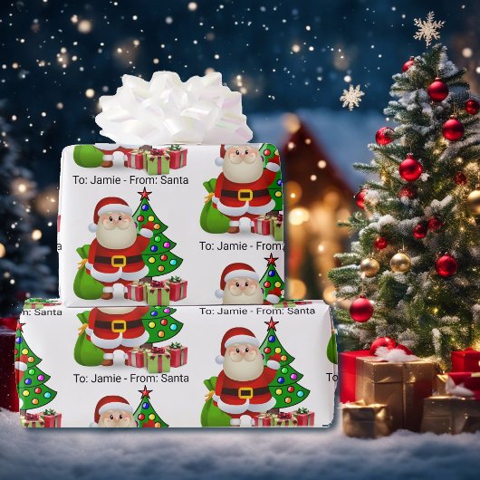 Van Santa Voeg kindernaam toe Custom Christmas Cadeaupapier