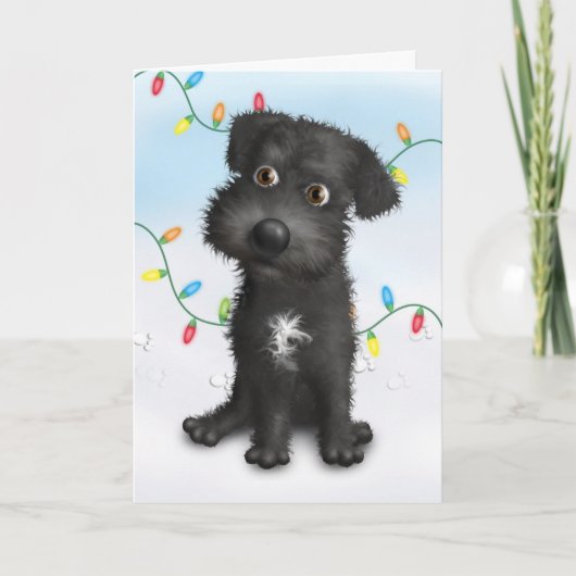 Van Schnoodle (Zwarte) Kerstmis Feestdagen Kaart (Voorkant)
