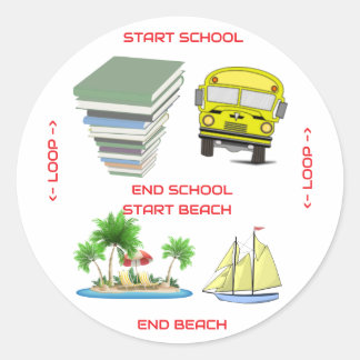 Van school naar strand ronde sticker