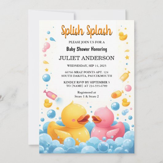 Van Speelgoed Pool Foam Bash Twin Rubber Duck Baby Kaart (Voorkant)