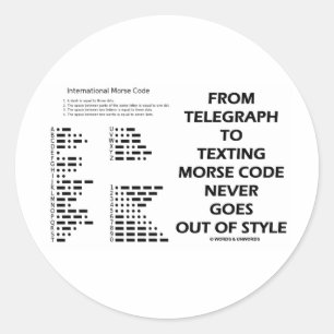 Van Telegraph aan het sms'en morse code nooit stij Ronde Sticker