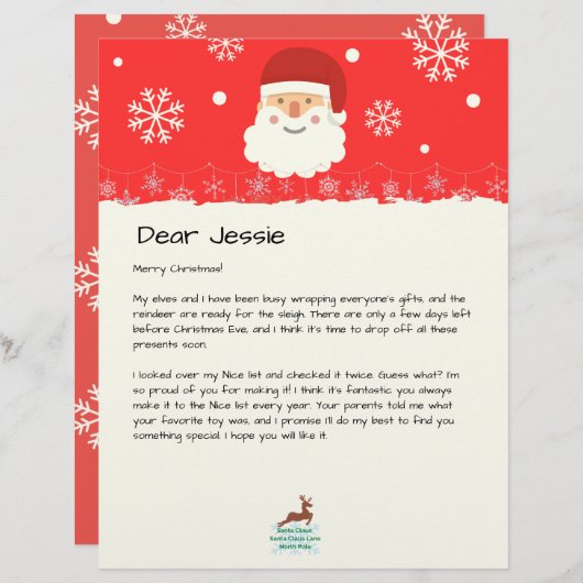 Van The Desk of Santa|Custom Christmas Letter (Voorkant / Achterkant)