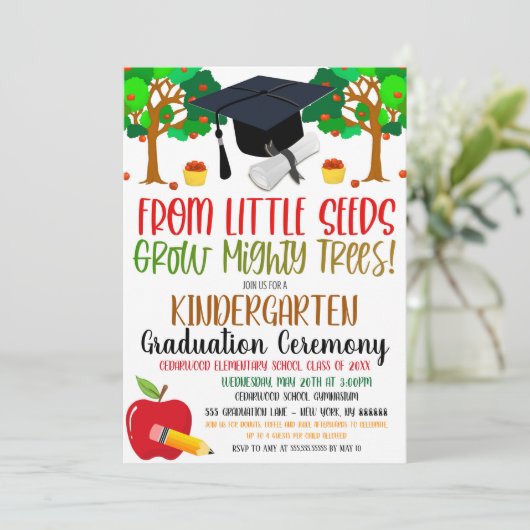 Van Tiny Seeds Grow Mighty Trees Afstuderen Kaart (Staand voorkant)