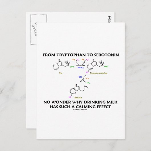 Van tryptofaan tot serotonine (chemie-Humor) Briefkaart (Voorkant / Achterkant)