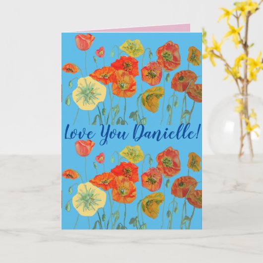 Van u houdt uw vrouw de Rode Papa Waterverf Kaart (Gele Bloem)