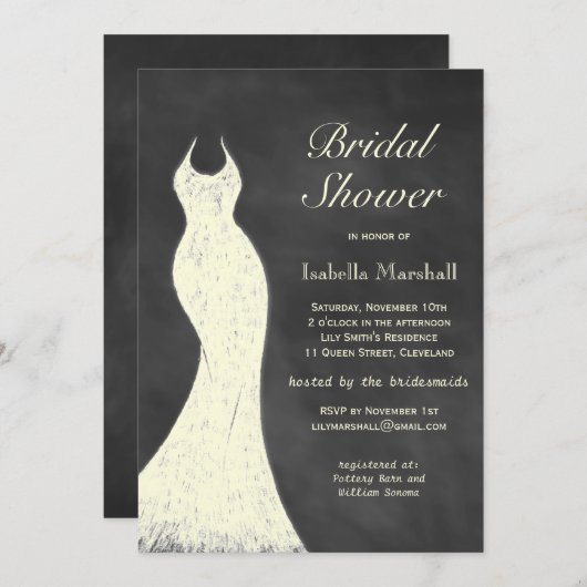 Van White Chalkboard Bridal Shower Uitnodiging (Voorkant / Achterkant)