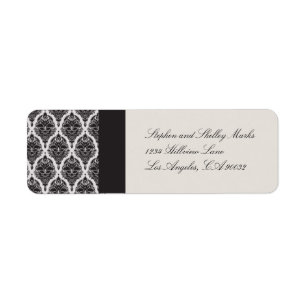 Van White en Black Damask Wedding Labels-2 Etiket