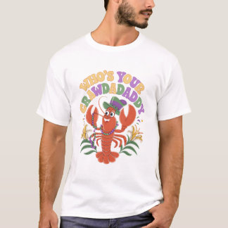 Van wie je Crawdad Crawfish Jester Beads Funny Ma T-shirt